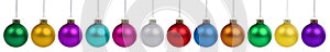 Christmas balls baubles banner ball bauble decoration in a row isolated on white