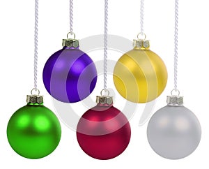 Christmas balls baubles with colorful colors decoration isolated on white