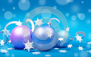 Christmas balls on blue background