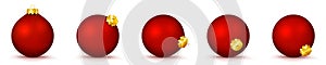 Christmas Balls Collection in Red Color - Vector Panorama Bauble Set