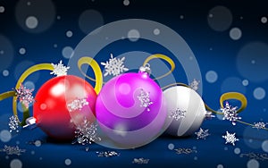 Christmas balls on dark blue background