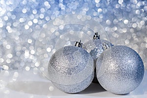 Christmas Balls on a Festive Background