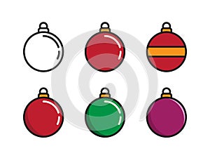 Christmas balls, flat design style, vector illustration. Icon set