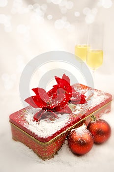 Christmas balls with gift box photo