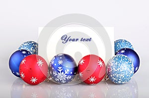 Christmas balls and greetings card