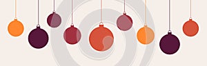 Christmas balls hanging ornaments in retro style colors