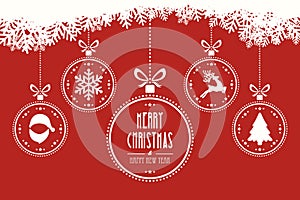 Christmas bauble hanging red background