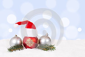 Christmas balls hat decoration with copyspace
