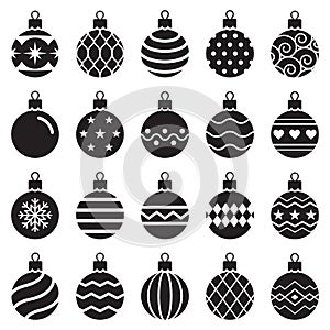 Christmas balls icons. Vector illustration.