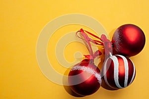 Christmas balls of red color with a beautiful pattern