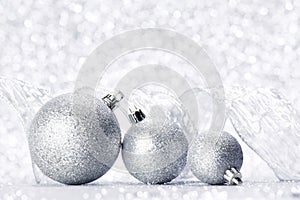 Christmas balls and ribbon