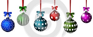 Christmas balls with ribbon and bows for you design