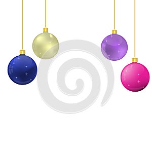 Christmas balls and ribbons with space for your text
