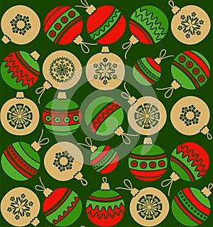 Christmas balls, seamless pattern, green/