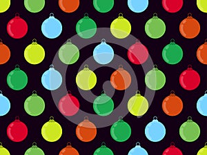 Christmas Balls seamless pattern. Christmas ornaments for greeting cards, wrapping paper, banners and posters. Vector illustration