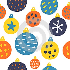 Christmas balls seamless pattern. Vector