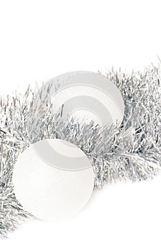 Christmas balls and silver tinse