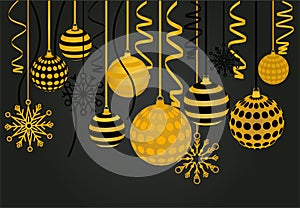 Christmas balls and snowflakes hanging on