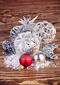 Christmas balls with tinsel