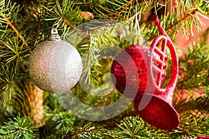 Christmas balls in tree