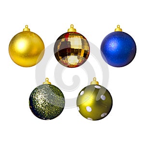 Christmas balls on the tree. Set of Christmas decoration. Vector image on white background isolated