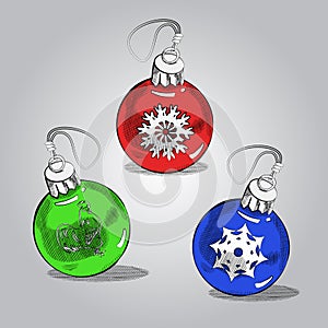 Christmas balls, vector sketch background