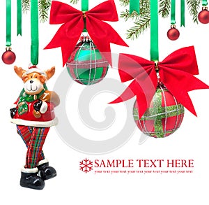 Christmas balls on white background