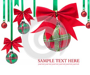 Christmas balls on white background