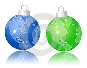 Christmas balls with World map