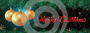 Christmas Banner with christmas balls and confeti - vector photo
