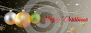 Christmas Banner with christmas balls and confeti - vector photo