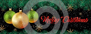 Christmas Banner with christmas balls and confeti - vector photo