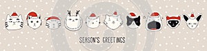 Christmas banner with cute cats