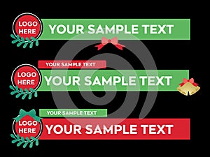 Christmas banner lower third Card strip text video. News Lower Thirds Pack Template. Vector