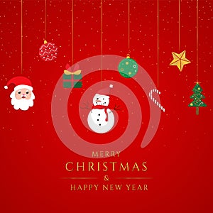 Christmas banner red background cartoon design