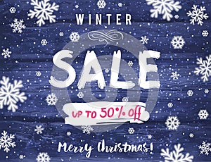 Christmas banner with snowflakes and sale offer, vector