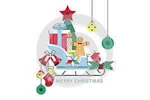 Christmas banner. Winter holiday icon, new year card, design element for greetings or invitations. Bright Christmas poster.