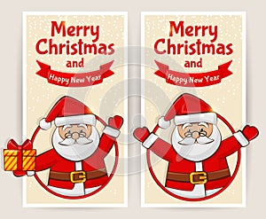 Christmas banners with Santa Claus. Vector set.