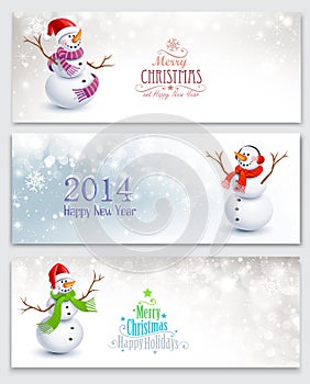 Christmas banners with snowmen photo