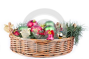 Christmas basket decorated