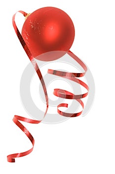 Christmas bauble and dancing ribbon