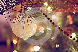 Christmas bauble decoration on fri tree