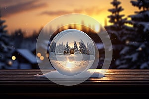 Christmas bauble glass ball on snow