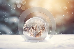 Christmas bauble glass ball on snow