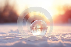 Christmas bauble glass ball on snow