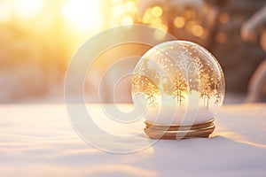 Christmas bauble glass ball on snow