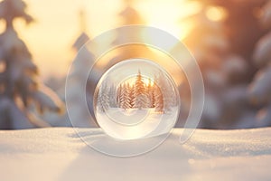 Christmas bauble glass ball on snow