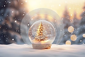 Christmas bauble glass ball on snow