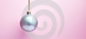 Christmas bauble in soft pastel color style. Wide banner copy-space
