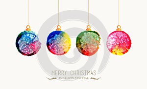 Christmas bauble watercolor greeting card